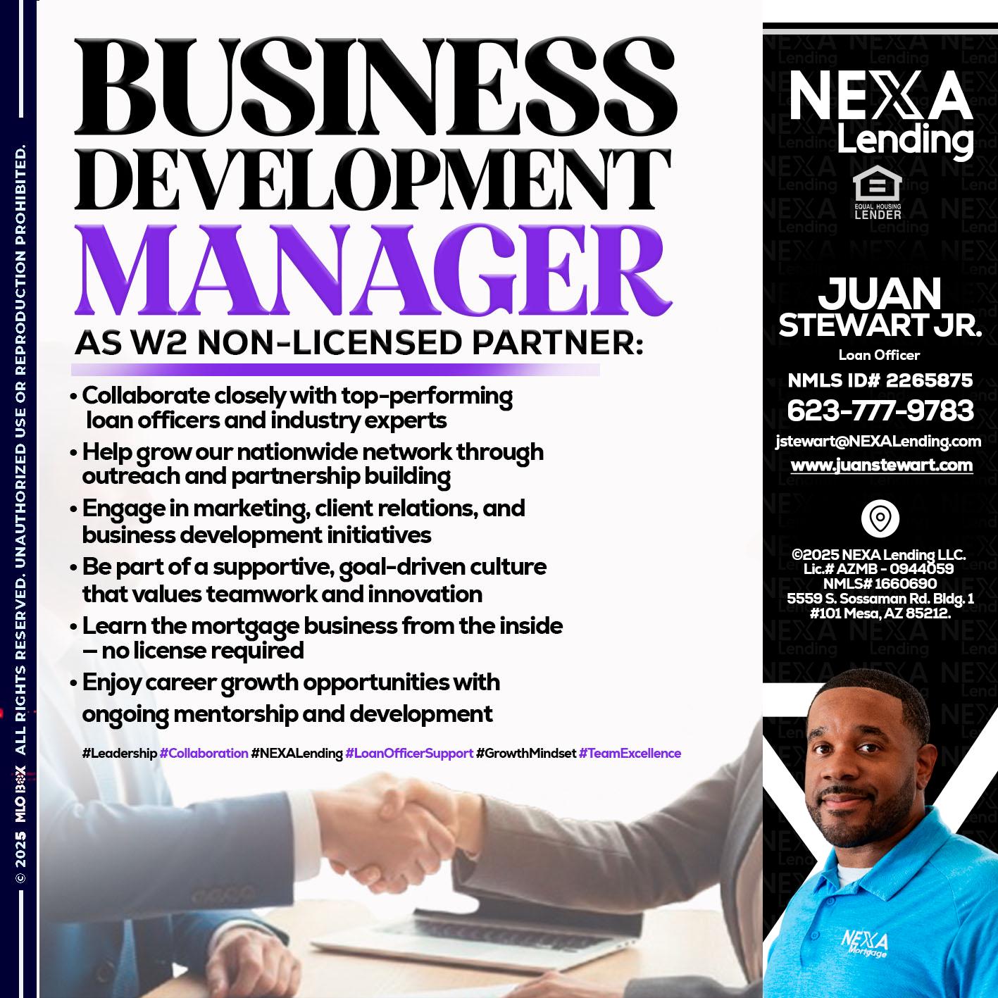 business development - Juan Stewart JR -Mortgage Loan Originator