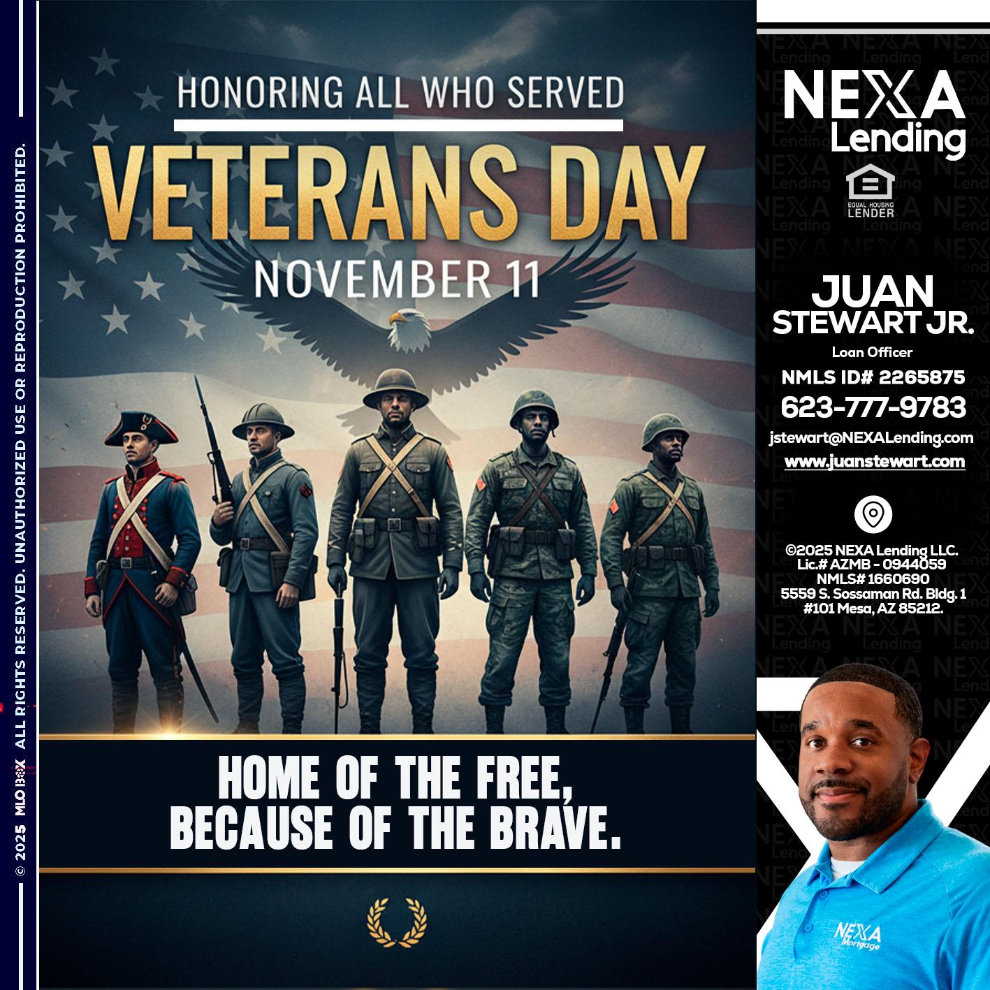 Veterans Day - Juan Stewart JR -Mortgage Loan Originator