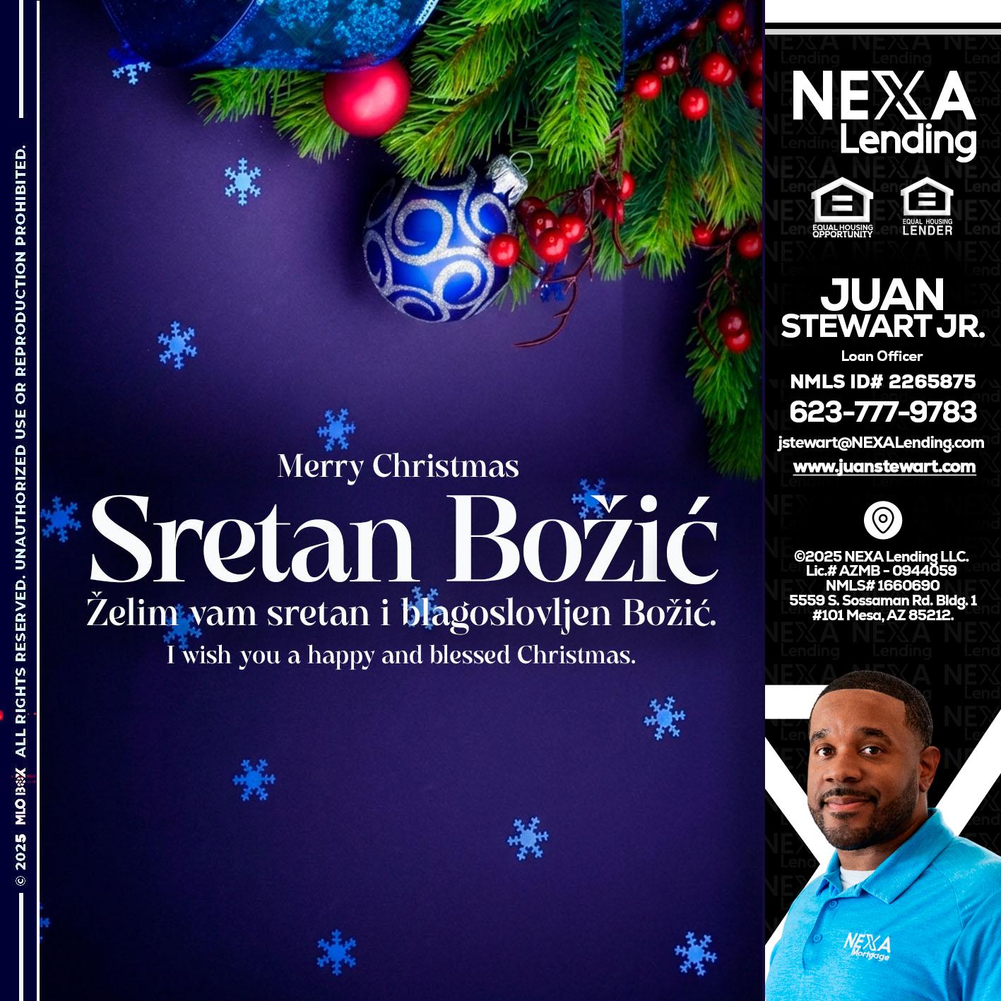 Sretan Božić - Juan Stewart JR -Mortgage Loan Originator