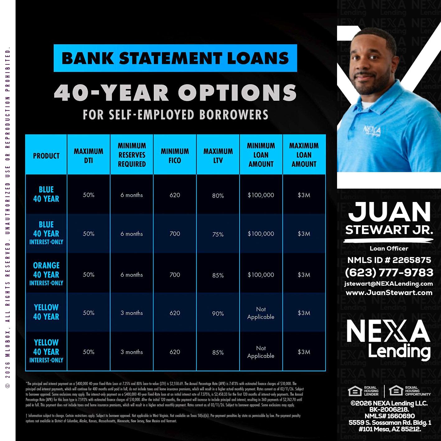 40 YR. OPTIONS - Juan Stewart JR -Mortgage Loan Originator