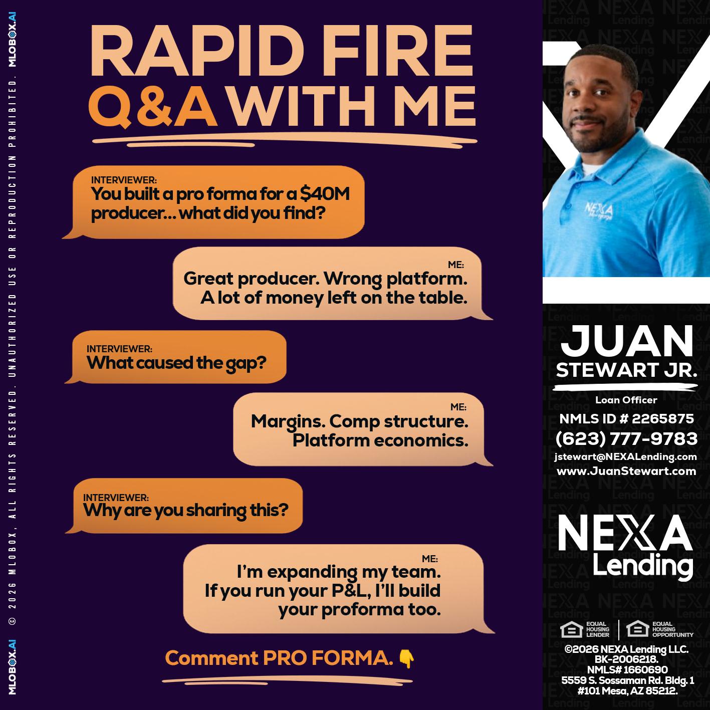 RAPID FIRE - Juan Stewart JR -Mortgage Loan Originator