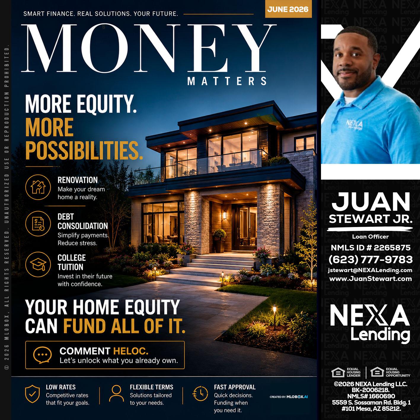 MONEY MATTERS - Juan Stewart JR -Mortgage Loan Originator